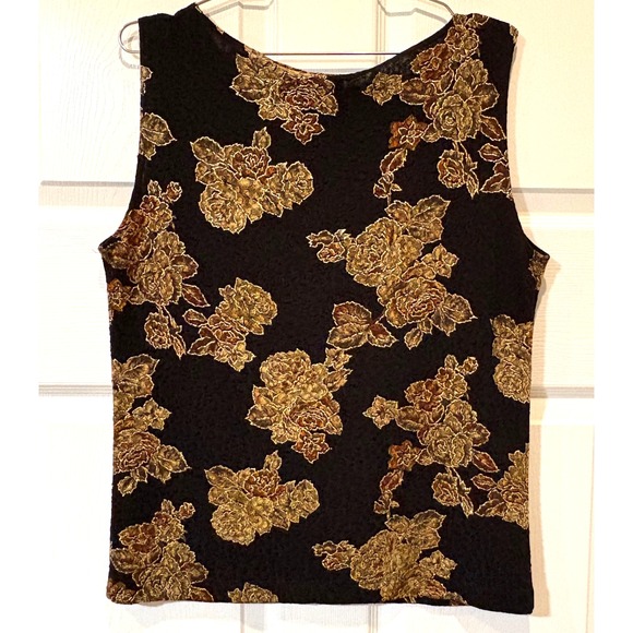 Chico's Tank Top Size 3/XL Metallic Floral Brocade Jacquard Sleeveless Black EUC - Picture 7 of 9